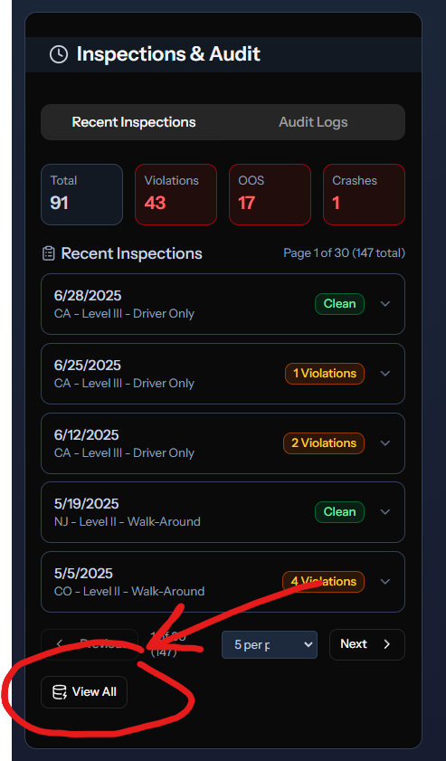 Jump to inspection tool button