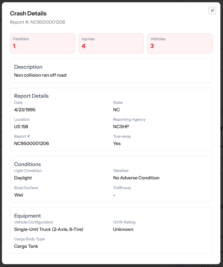 Crash report details